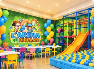 Sala Magic con area giochi, scivolo e piscina di palline